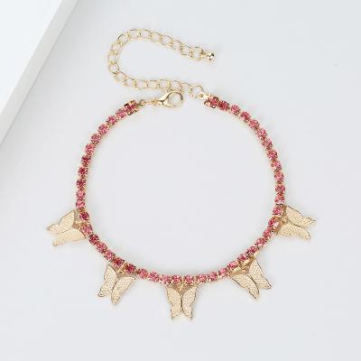 China FASHION Jewelry Charm Retro Bling Rhinestone Chain Anklet Forest Creative Butterfly Crystal Anklet For Women for sale