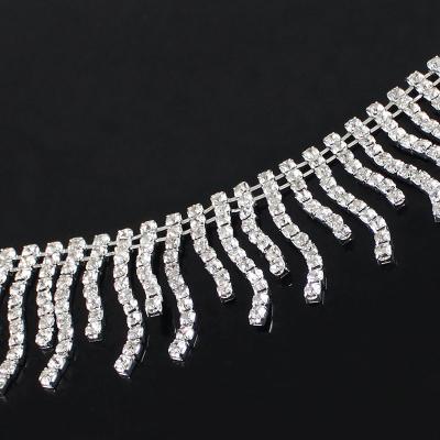 China Shine Shinny Crystal Chain Bling Rhinestone Glass Trim Metal Ribbon Necklace Decoration Wedding Dress Clothing Accessories for sale