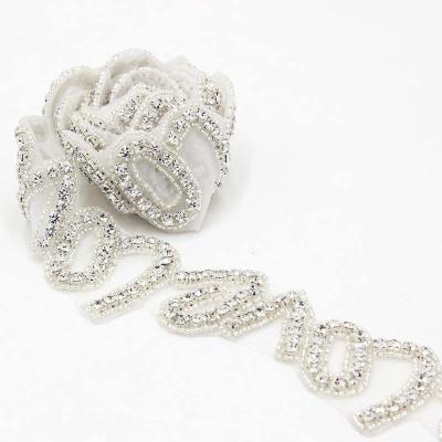 China Shiny Mixed Styles Hotfix Rhinestone Trim Glitter Glass Rhinestone Band Ribbon Trim Iron On Clothes Shoes Decoration for sale