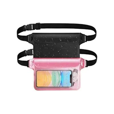 China Outdoor Camping Hiking Transparent Waist Pouch Waterproof PVC Traveling Dry Bag With Adjustable Waist Strap Backpack for sale