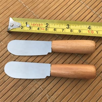 China Cheese Knife 10cm Stainless Steel Viable Butter Knife With Wooden Handle Plastic Handle Cheese Dessert Sauce Jam Spreader Spatula Tool for sale