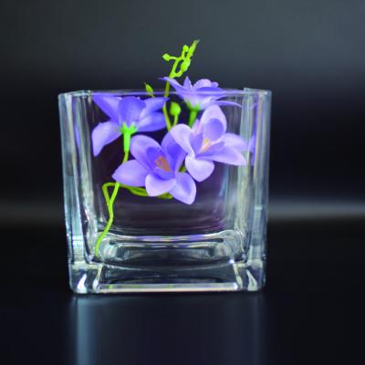 China High Quality Equipment Glass Press Europe Cube Transparent Square Glass Vase for sale