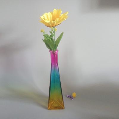 China Cheap Home Large Glass Small Neck Long Mouth Vases Flower Decoration Glass Vase For Flower Arrangement for sale