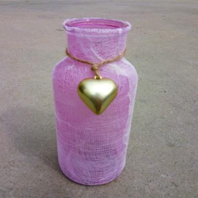 China Wholesale home decoration colored glass vases with heart dangler machine made decorative vases for sale