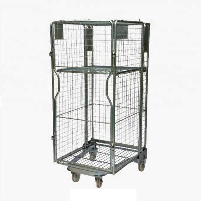 China Corrosion Protection Soft Q235 4 Wheel Steel Net Logistics Transportation Folding Full Security Anti - Rolling Container for sale