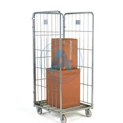 China Esd Protection Factory Wholesale Warehousing Cages Storage Trucks Logistics Carts Wire Mesh Roll Cage for sale