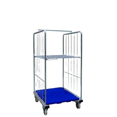 China Foldable Galvanized Steel Dismountable Durable Goods Storage Cart With Wheels for sale