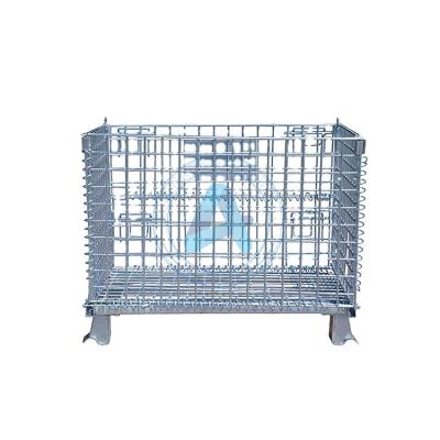 China Logistics Transport Warehouse Galvanized Mesh Pallet Roll Cage Foldable Logistics Storage Wire Warehouse Equipment Combination Steel Box for sale