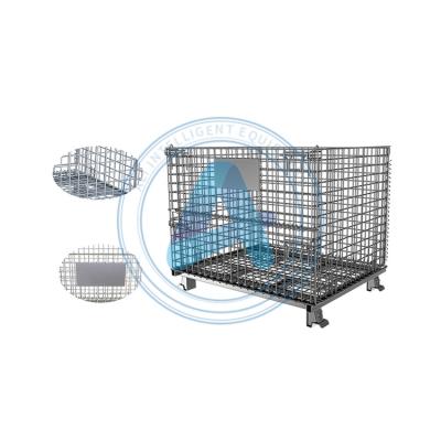 China Logistics Transportation Large Warehouse Folding Galvanized Welded Stackable Wire Mesh Containers Industrial Warehouses Wire Cages for sale