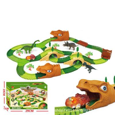 China Creative Children's Education Track Toys 264PCS Dinosaur Car Track Assembling Toy Best Sell Light Early Variety DIY Electric Car Slot for sale