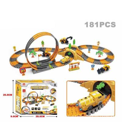 China 181PCS Slot Creative Children's Creative Education Electric Construction Car DIY Assembled Track Toys 181PCS Variety Assembled Track Toys for sale