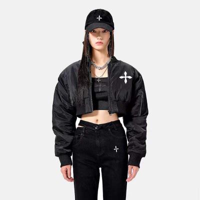 China 2022 New QUICK DRY Hot Selling Solid Jacket Print Bomber Jacket Black Stripper Women's Double Breasted Jacket Women's Solid Jacket for sale