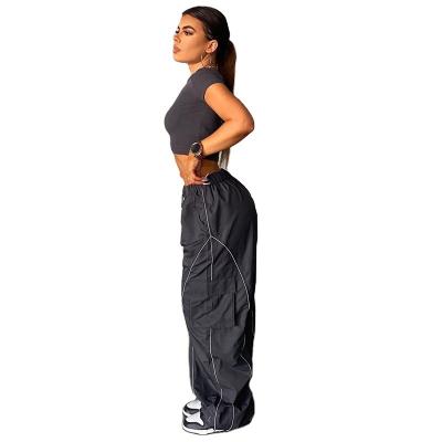 China Sexy& Hot Selling Club Fashion Casual Sports Cargo Pants Women Loose High Waist Straight Panties for sale