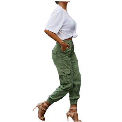 China Anti-Wrinkle Fabric Wholesale Tapered Black Slim Women Striped Plus Size Cargo Pants Woman Casual Pants for sale