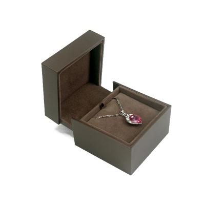 China Unique Plastic Moroccan Paper Brown Velvet Lining Customized Jewelry Pendant Box for sale