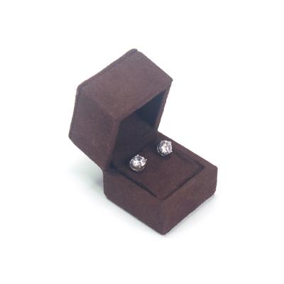 China Portable Small Square Velvet Suede Velvet Jewelry Package Earring Box Wooden Earing Box for sale