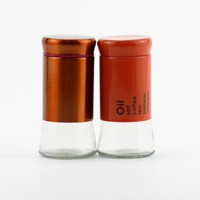 China Sustainable Spice Jars Wholesale Glass Salt Pepper Shaker Stainless Steel Spice Bottle for sale