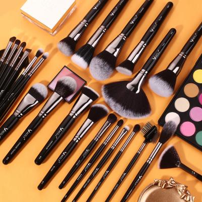 China BEILI Makeup Skin-friendly Cosmetic Brushes Machine Kit Long Black Handle 25pcs Goat Hair Foundation Soft Synthetic Eye Contour Blending Brush for sale