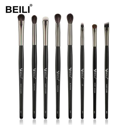 China BEILI Black 8pcs Small Set of Long Handle Goat Hair Eye Hair Premium Private Label High Quality Wood Eco-Friendly Towel Brush Skins for Travel for sale