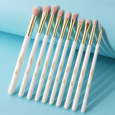 China BEILI Low Skin-Friendly Mow OEM ODM White Pink Wooden Handle 10pcs Wool Fiber Vegan Nano Pro Blending Brush Synthetic Hair Eye Make Up for sale