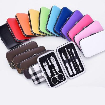 China Travel agency color nail clippers set 7 pieces manicure scissors ear spoon logo nail clippers for sale