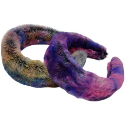 China Fashion Wholesale Furry Hair Band For Women Winter Head Band Hairband Thick Width Fur Headbands for sale