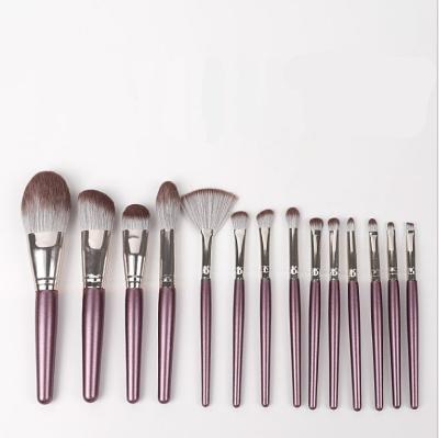 China Angular Blush Fashion 14 Pcs Custom Private Label Makeup Brush Set With Barrel for sale