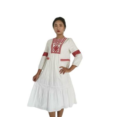 China Anti-wrinkle Women's Loungewear Embroidery Loose Dress Custom Design Ladies Dresses for sale