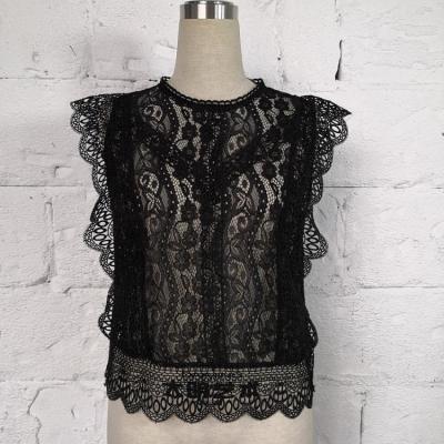 China Women Clothing Anti-pilling Crochet Lace Tops Black Crop Tops For Women for sale