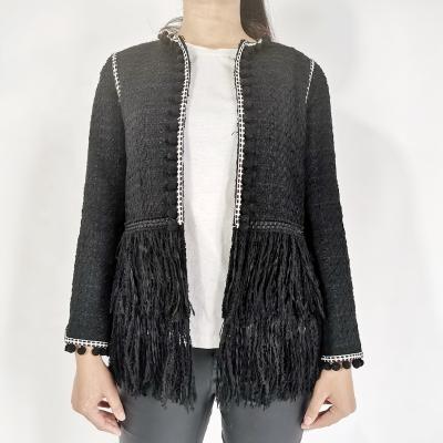 China Fashion Ladies Breathable Tweed Jackets Wish Tassel Custom Coated For Winter for sale