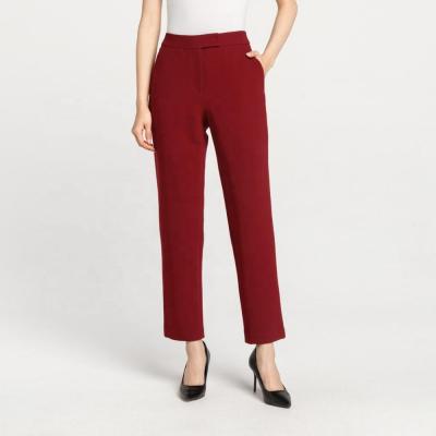 China Lady Trousers High Waist Elegant Straight Leg Anti-pilling Red Business Pants Women Trousers for sale