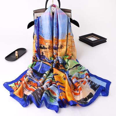 China Fashion\Comfortable Shawls\Durable 2022 New Fashion Brand Designer Silk Scarf High Quality Long Spring Neck Pashmina Lady Hijab Scarves for sale