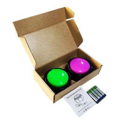 China DIY gift; Amazon Hot Selling Teaching Tools Toys 2pcs In A Box Funny Programmable Recordable Talking Sound Ringer Button For Gift/Game for sale