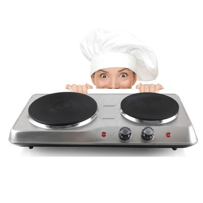 China Household 1500+1000W Electric Cooker 2 Burner Hot Dishes For Cooking Electric Double Cocina Electric Solid Hot Dish for sale