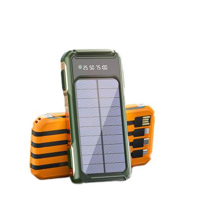 China New Outdoor Solar Panel Charging Large Capacity Digital Display Power Bank 10000mah 20000mah Mobile Power Bank With Cables for sale