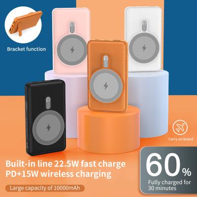 China Fast Charging Support Ultra-thin Wireless Charger 10000mAh Fast Charging Power Bank With Own Support Shenzhen Factory Logo Wholesale Service for sale