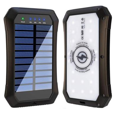 China Solar Charger 15000mAh, Dual USB Portable Solar Battery Bank Wireless Trendy Solar Power Charger with Flashlight for Smartphone Tablet Camera for sale