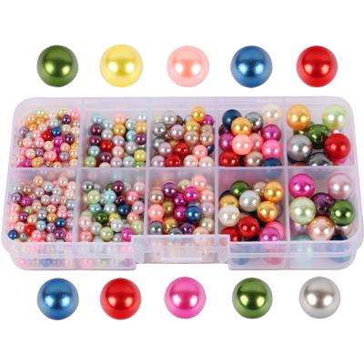 China Accessories Wholesale No Hole Imitation Pearl Bead Colorful Round Beads Mixed Colors Loose Beads For Clothing Decoration for sale