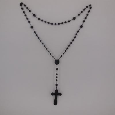 China Wholesale Cross Catholic Rosary Plastic Bead Necklace for sale