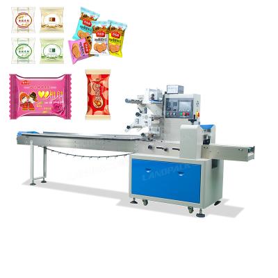 China Automatic food landpack food packaging moon cake packing machine bread cookies packaging machine for sale