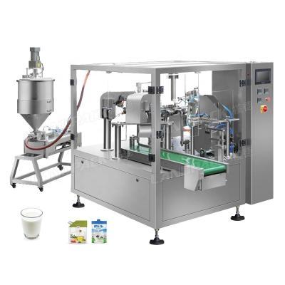 China Food Landpack LD-8200LX Liquid Milk Zipper Gusset Zip Lock Bag Filling Packing Machine for sale