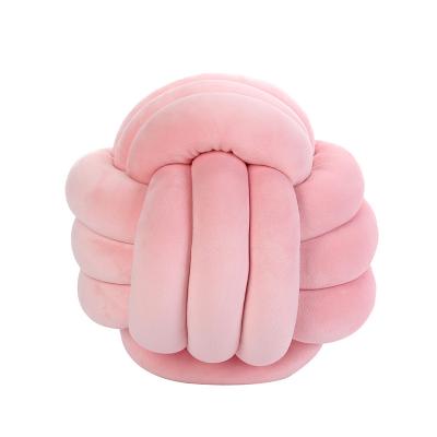 China Anti-static Hot Custom Modern Home Decoration Pink Knot Ball 3D Waist Directive Sales Cushion Pillow For Sofa for sale