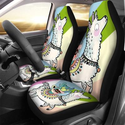 China Universal Cute Designer Car Interior Seats Alpaca Pattern Luxury Car Seat Covers Covers Elastic Easy Polyester Fabric for sale