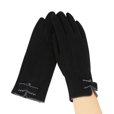 China Soft Leather Gloves Female Spring and winter Korean cute student cycling windproof thin elastic warm and cold touch screen Japanese riding for sale