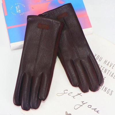 China Soft Leather 23 Autumn/Winter ladies fashion warm gloves plus Korean version of cute schoolgirl touch screen outdoor driving gloves for sale