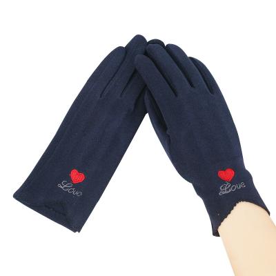 China Soft Leather Gloves for women winter warm thin sports elastic Spring and autumn driving bike electric bike student touch screen cute gloves for sale