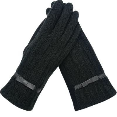 China Soft Leather A variety of AB knitted ladies autumn and winter gloves warm wool touch screen out of fashion manufacturers spot for sale