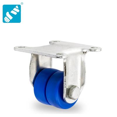 China Lowest overall height MC commercial machine wheel blue nylon caster twin-wheel 57mm heavy load low unit weight fixed for sale