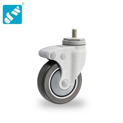 China Anti-Corrosion Medium Duty Rotating Threaded Plastic Stem PU On Medical PP Caster Wheel for sale