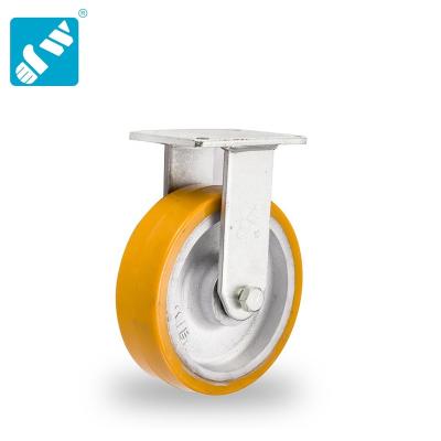 China PIVOT 10 Inch Flat Tread Yellow PU On Swivel Plate Silver Polyurethane On Iron Wheel Caster for sale